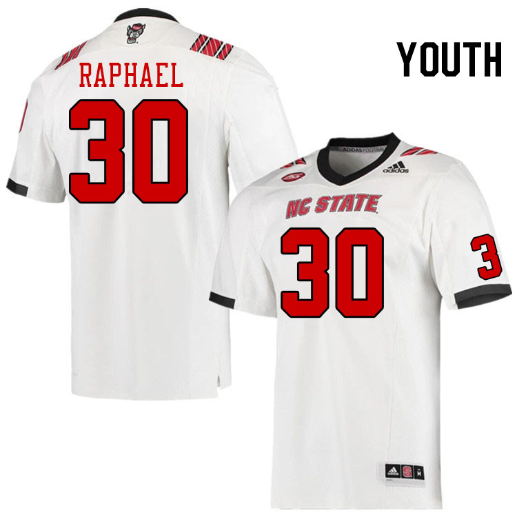 Youth #30 Kendrick Raphael North Carolina State Wolfpacks College Football Jerseys Stitched-White - Click Image to Close
